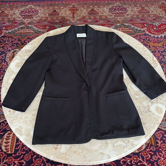 Sarah Johnson Tuxedo Style Black Crepe Blazer Jacket - Picture 6 of 7